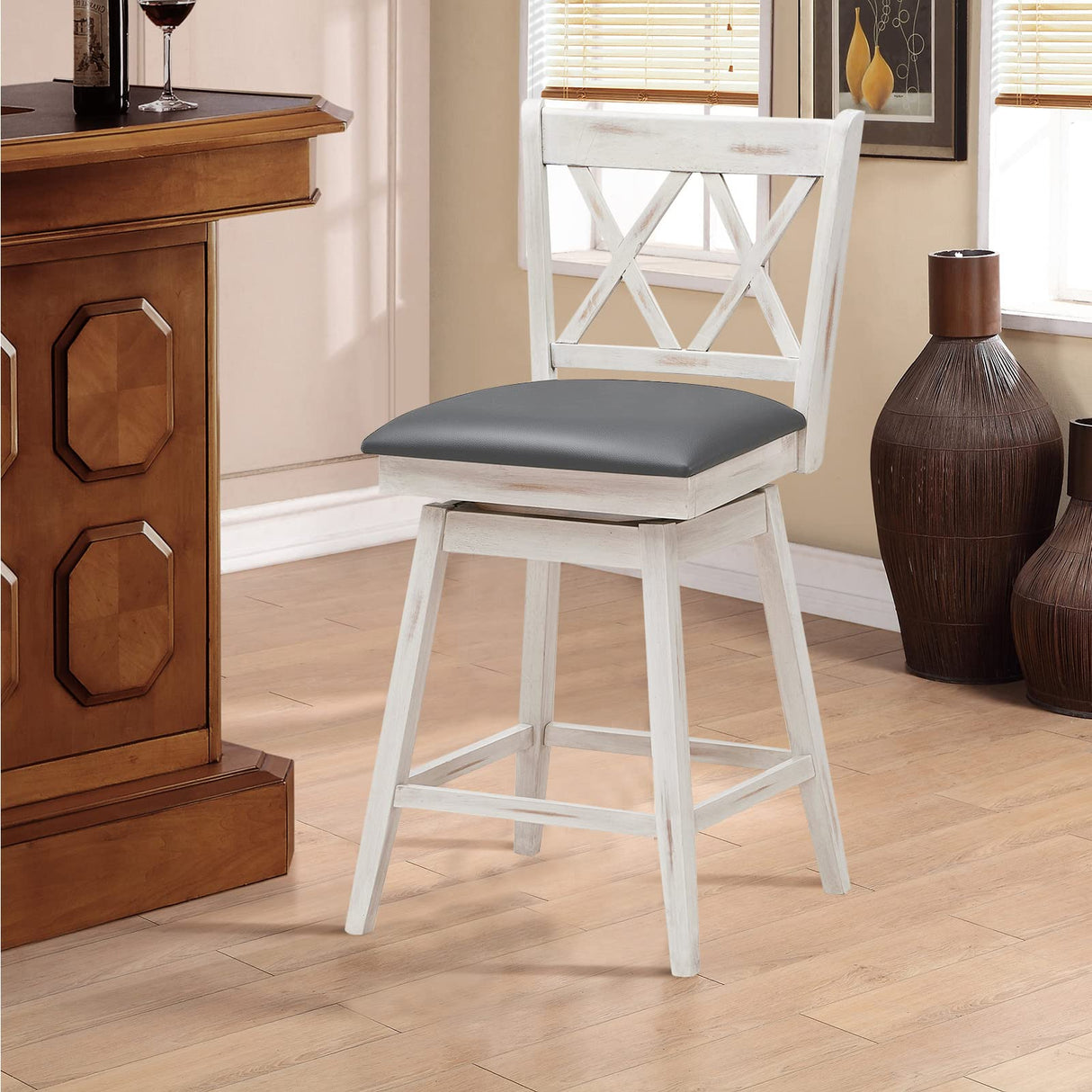 Bar Stool Set of 2, 360° Swivel Counter Height 25inch Bar Stool