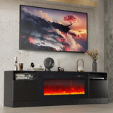 Fireplace TV Stand with 36" Electric Fireplace, LED Light Entertainment Center, Modern