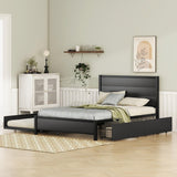 Metal Full Size Metal Platform Bed Frame with Twin Size Trundle and 2 Drawers for Kids