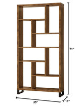 Delwin 10-Shelf Bookcase Antique Nutmeg