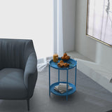 End Table, Round Metal Side Table with Removable Tray, Small Storage Side Table Outdoor