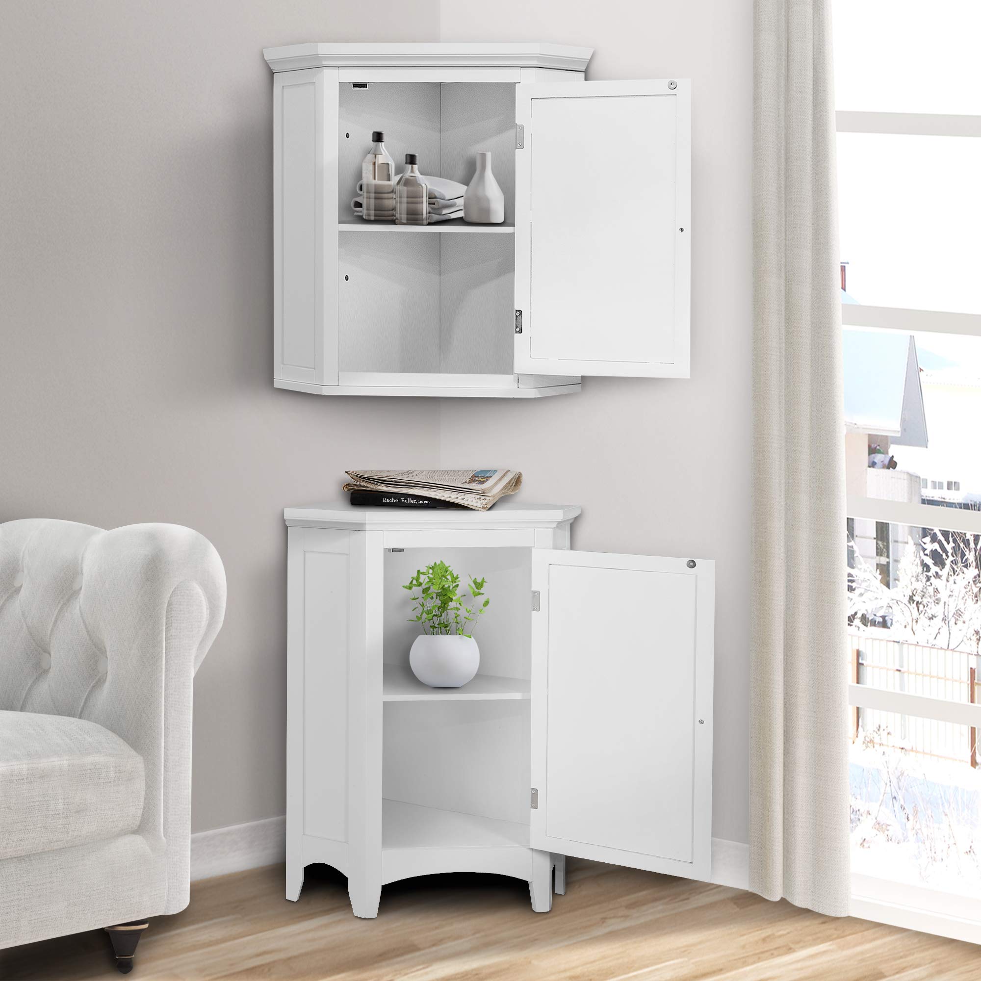 Home Glancy Wooden Small Corner Freestanding Floor Cabinet