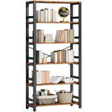 Bookshelf, 31.5in Wide Shelf 6 Tier Bookcase, 110lbs/shelf Vintage Industrial Style Bookshelves