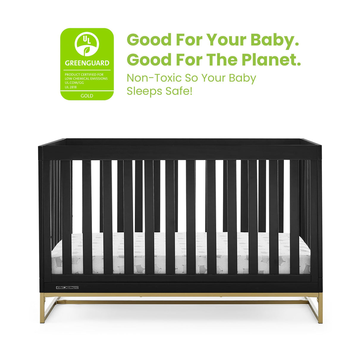 Jade 4-in-1 Convertible Crib - Greenguard Gold Certified, Ebony/Bronze