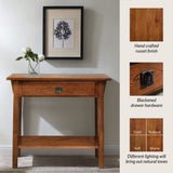 9057-RS Mission Console Entryway, Sofa Table, Made with Solid Wood,