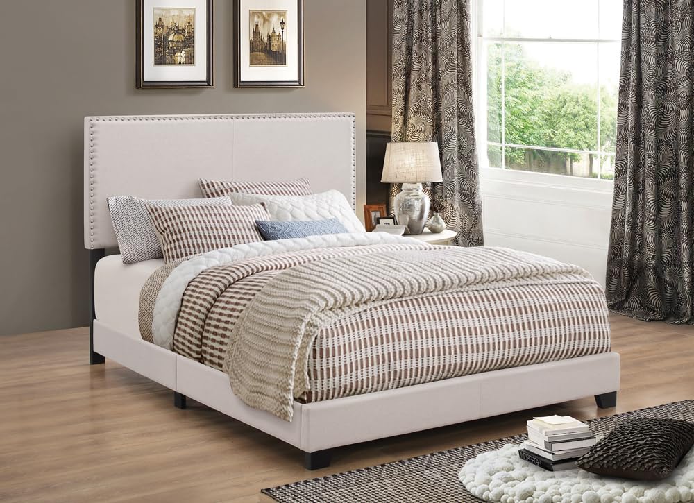 Boyd Transitional Fabric Upholstered Twin Size Panel Bed Frame 50-inch Headboard