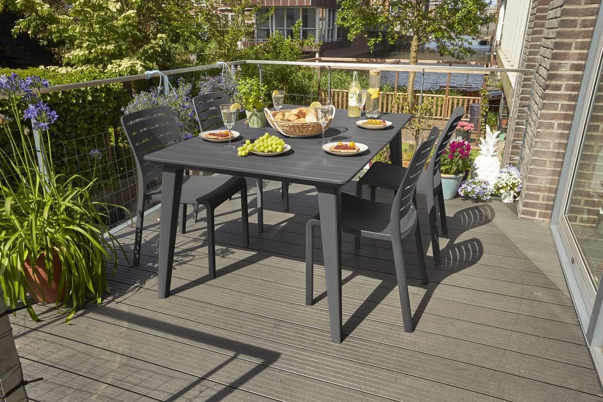 Allibert Lima 160 Garden Table, Graphite, Rectangular