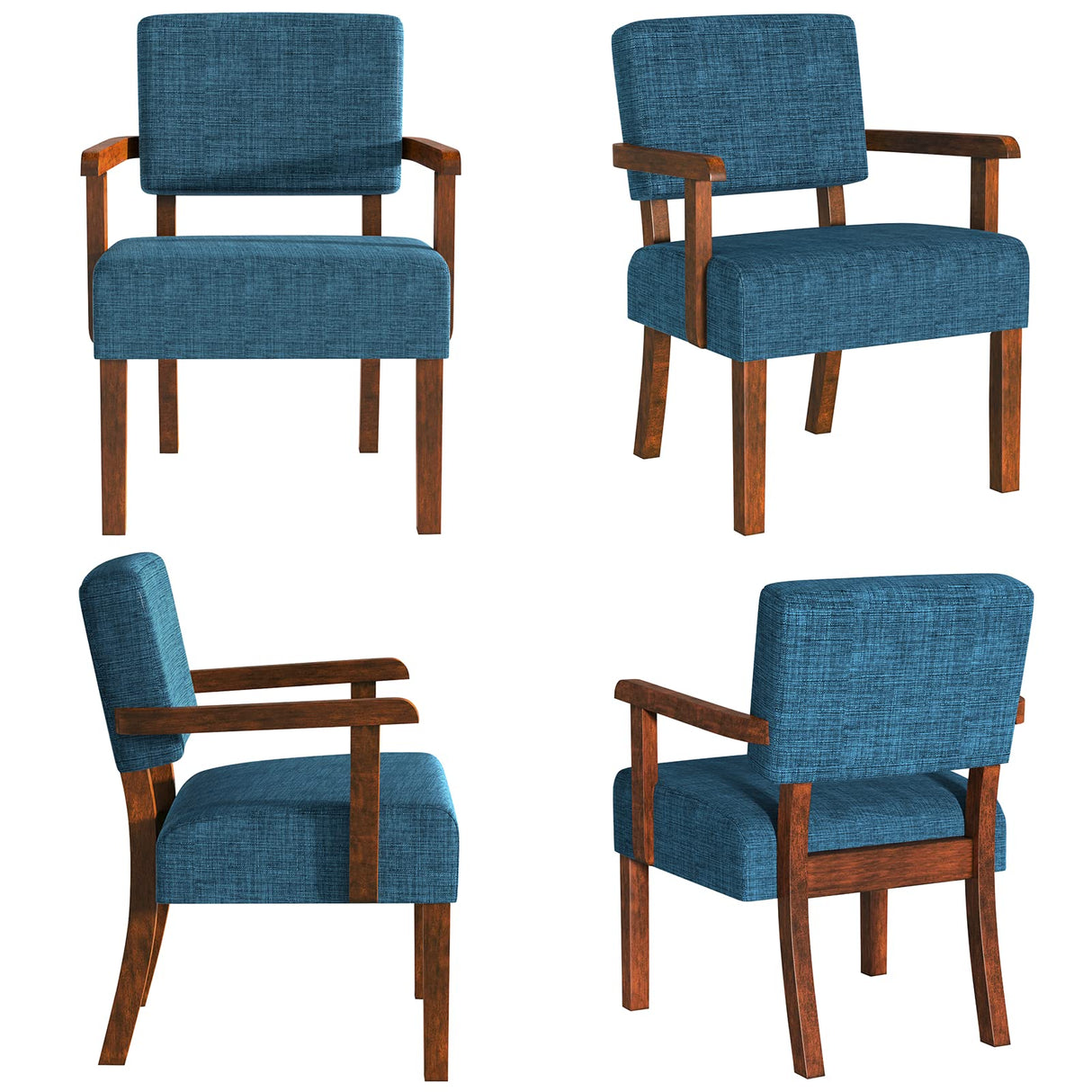 Accent Chair Set of 2 with Table, Living Room Chairs with Soft Seat and Armrests