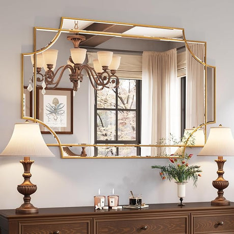 32"x48" Large Gold Mirror for Wall, Modern Decorative Mirror Rectangle Mirror Wall Vanity