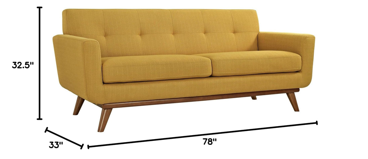 Engage Mid-Century Modern Upholstered Fabric Loveseat in Citrus