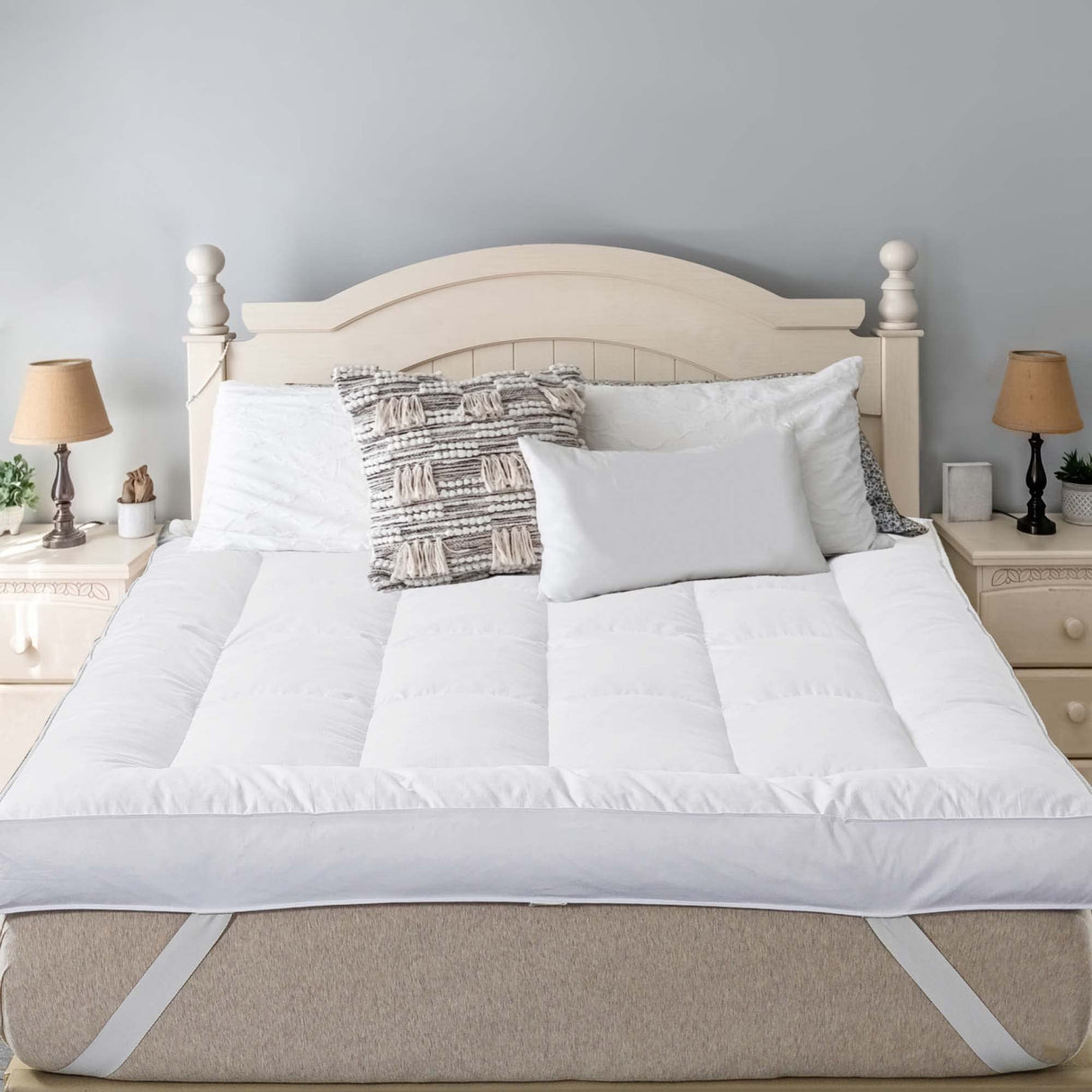 5 Inch Duck Feather Bed King Size, 100% Cotton Extra Thick Mattress Topper