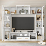 Entertainment Wall Unit for Living Room with Storage Bridge, Modern TV Stand