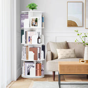 4 Tier Rotating Bookshelf kids, Small Corner Bookshelf for Small Space, 360 Display Floor