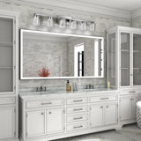 Brushed Nickel 6-Light Vanity Fixtures, Crystal Bubble Glass LED Sconces - Dimmable 3-Color (White/Neutral/Warm) for Bathroom, Hallway, Living Room