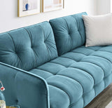 Cameron Tufted Performance Velvet Sofa in Sea Blue