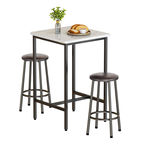 3 Pieces Bar 2 Stools, Modern Pub Table and Chairs, Kitchen Counter Height Dining