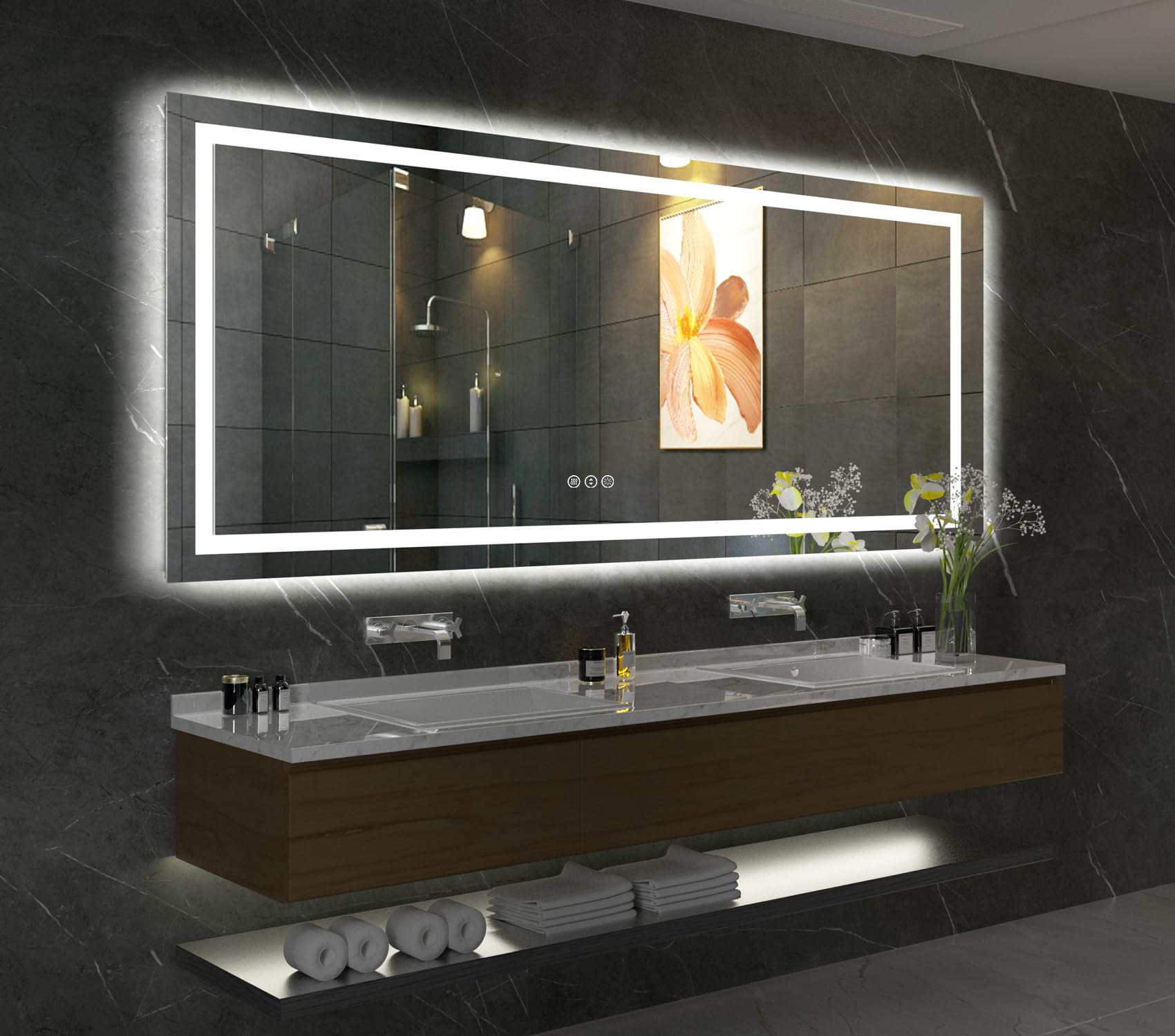 LED Bathroom Mirror for Wall , Extra Large Lighted Vanity Mirror