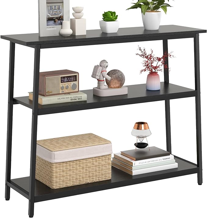 Narrow Console Table, Behind Couch Table, 39.4 Inch Sofa Table, 3-Tier Entryway Table,