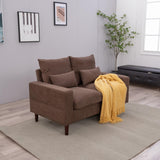 Seater Sofa 2 Seat Loveseat Compact Loveseat Couch Living Room Furniture with Armrest, Brown 2 Seater