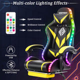 Ergonomic Gaming Chair with Massage, Bluetooth Speakers & RGB LED Lights