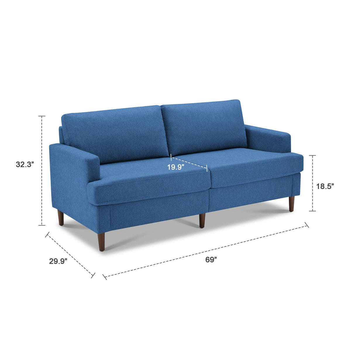 69”W Loveseat Sofa, Mid Century Modern Couches for Living Room