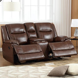 Leather Manual Recliner Sofa Set, Recliner Chair, Loveseat Reclining Sofa and 3 Seat Recliner Sofa, Couch Furniture Set for Living Room, Meeting Room, Brown(Recliner+Loveseat+Sofa)