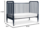 DaVinci Jenny Lind 3-in-1 Convertible Crib in Navy, Removable Wheels, Greenguard Gold Certified