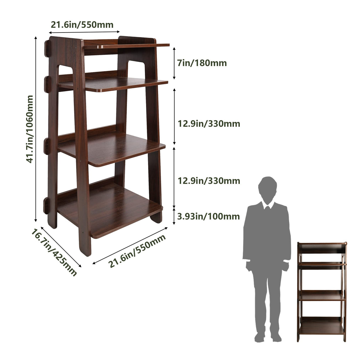 Record Player Stand, 4 Tier Wooden Turntable Stand