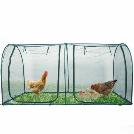 Chicken Run Hen Coop,Walk-in Poultry House,Outdoor Gardening Net,Easy-up Small Animals Enclosure for Protecting Pet and Plant with Metal Frames and 10 Stakes in Backyard and Farm