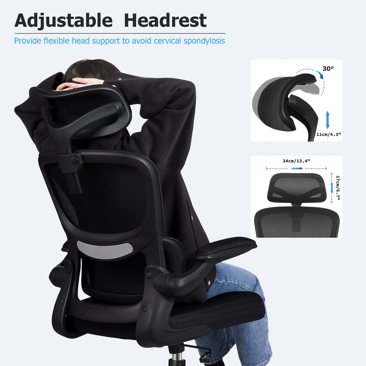 Ergonomic Office Chair, High Back Mesh Desk Chair with Lumbar Support and Adjustable