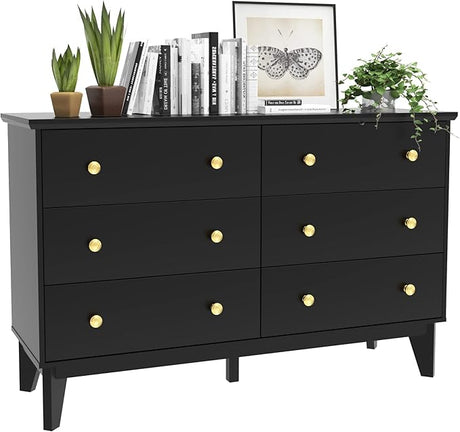 6-Drawer Double Dresser with Wide Drawers,White Dresser for Bedroom