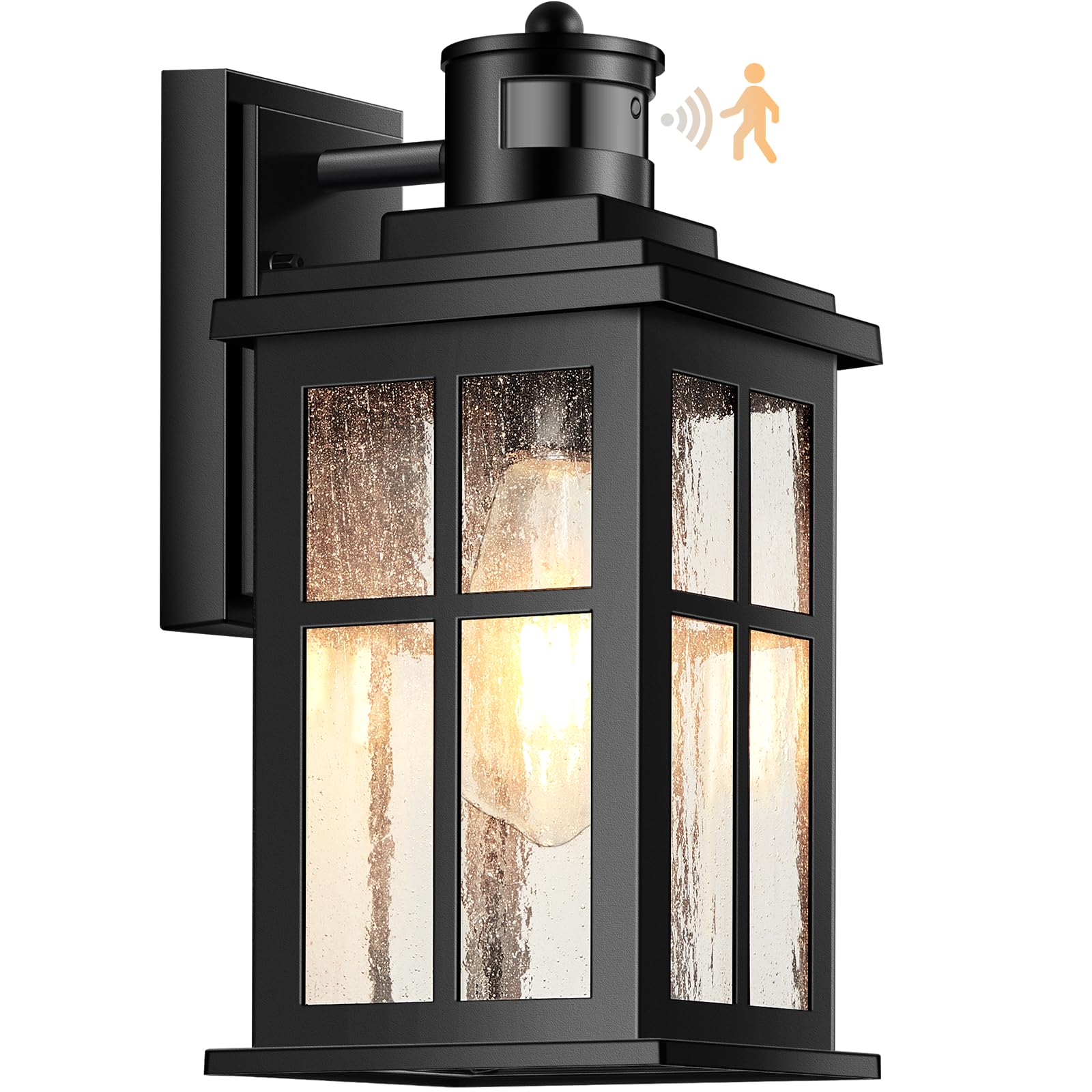 Motion Sensor Outdoor Light Fixtures Wall Mount, Black Porch Lights Outdoor Lantern