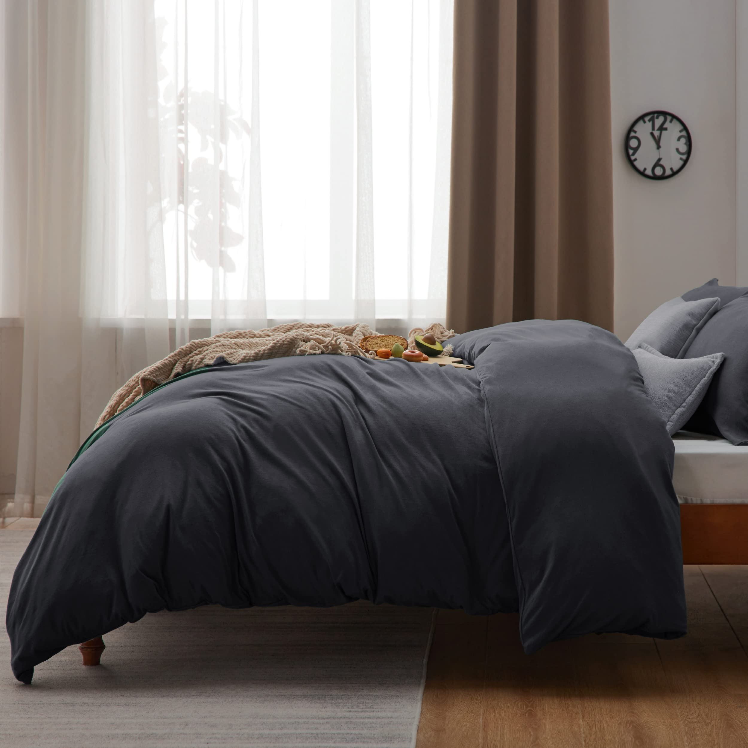 Jersey Knit Cotton Duvet Cover, Ultra Soft T-Shirt Cotton Comforter Cover King Size