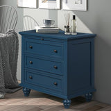 Nightstand with Storage, Wood Bedside End Table with 3 Drawers & Pull Out Tray