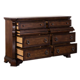 Industries Arbor Place 8 Drawer Double Dresser, 68" x 19" x 40", Brownstone Finish