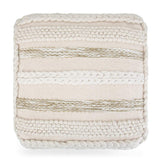 ommer Boho Square Pouf in Natural Handloom Woven Pattern for the Living Room,