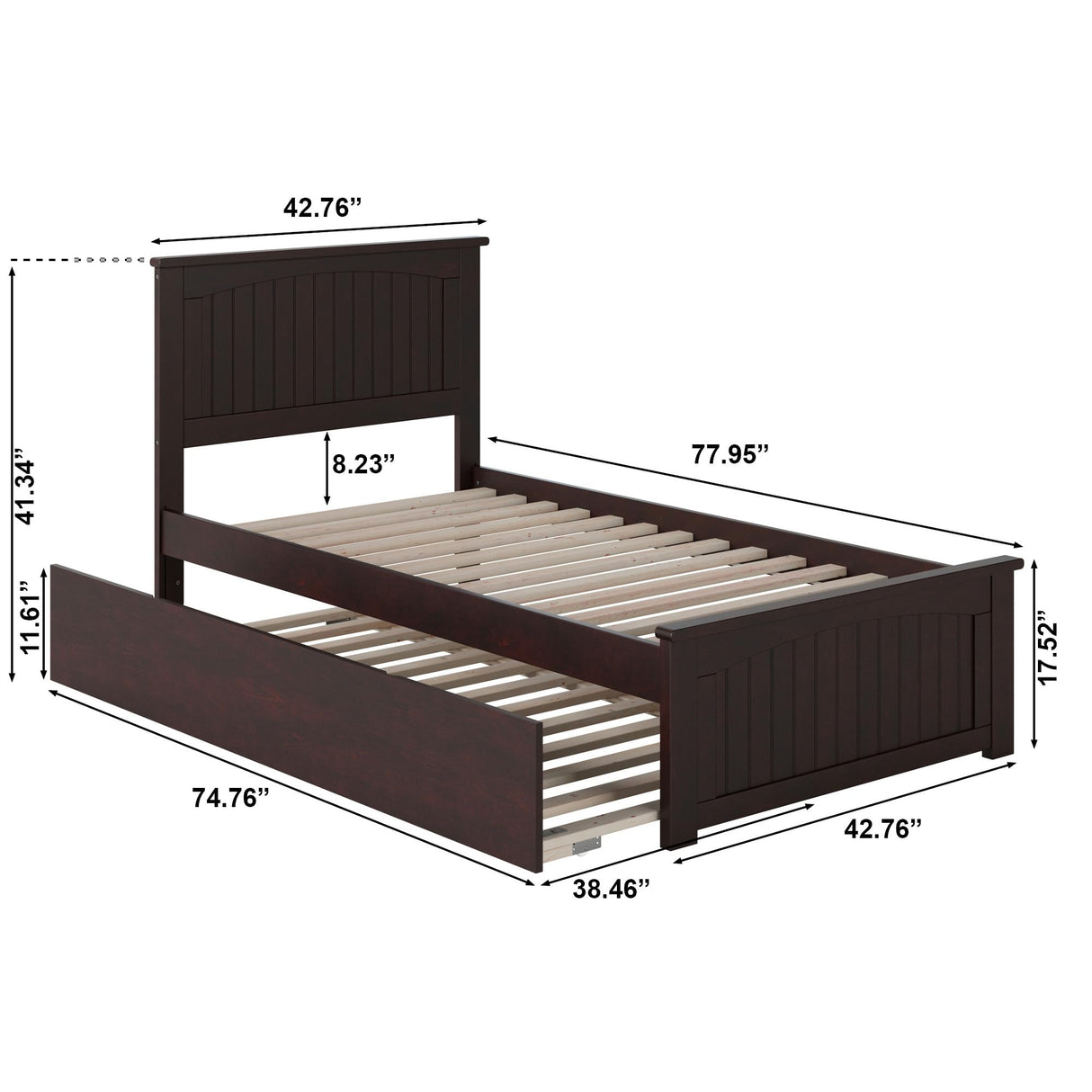 Twin Trundle Platform Bed in Espresso