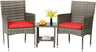 3 Piece Outdoor Furniture Set Patio Gray Wicker Chairs Furniture Bistro Conversation Set 2