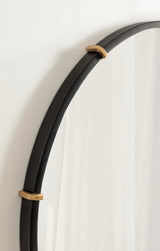 Venturi Modern Round Metal Wall Mirror - 27 Inch Black & Gold