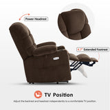 Large Dual Motor Power Lift Recliner Chair with Massage and Dual Heating, Adjustable