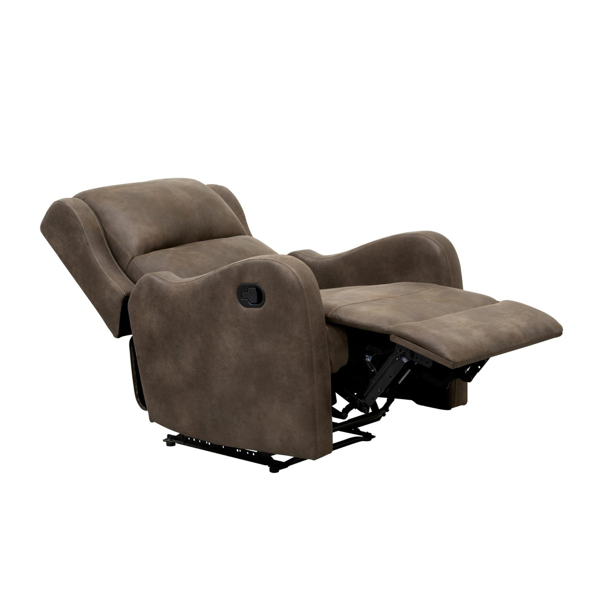 Inch Manual Recliner Chair, Cushioned Brown Microfiber, Solid Wood