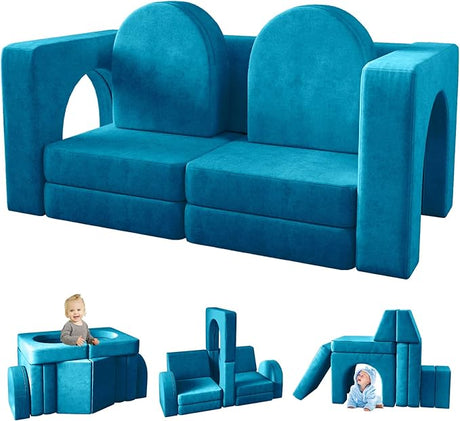 Kids Couch 10PCS, Modular Kids Play Couch for Playroom Bedroom