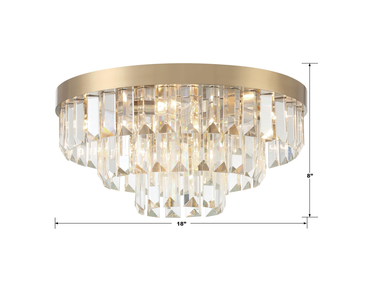 8 Light Aged Brass Flush Mount