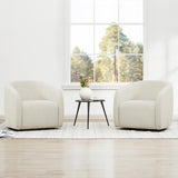 Swivel Accent Chairs for Living Room, Modern Upholstered Arm Chair for Bedroom, Fabric in Cream