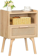 Nightstand, Side Table with Drawer Open Shelf