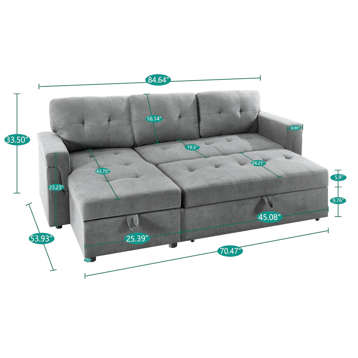 Transform Any Space: Sleeper Sectional Sofa with Convertible Sofa Bed & Inviting Chaise