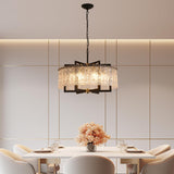 Modern Black Chandeliers,23.6" Crystal Glass Pendant Ceiling Light Fixtures