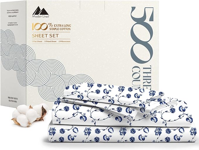 King Size Cotton Sheets Set - 500 Thread Count 4 PC 100% Cotton Sheets