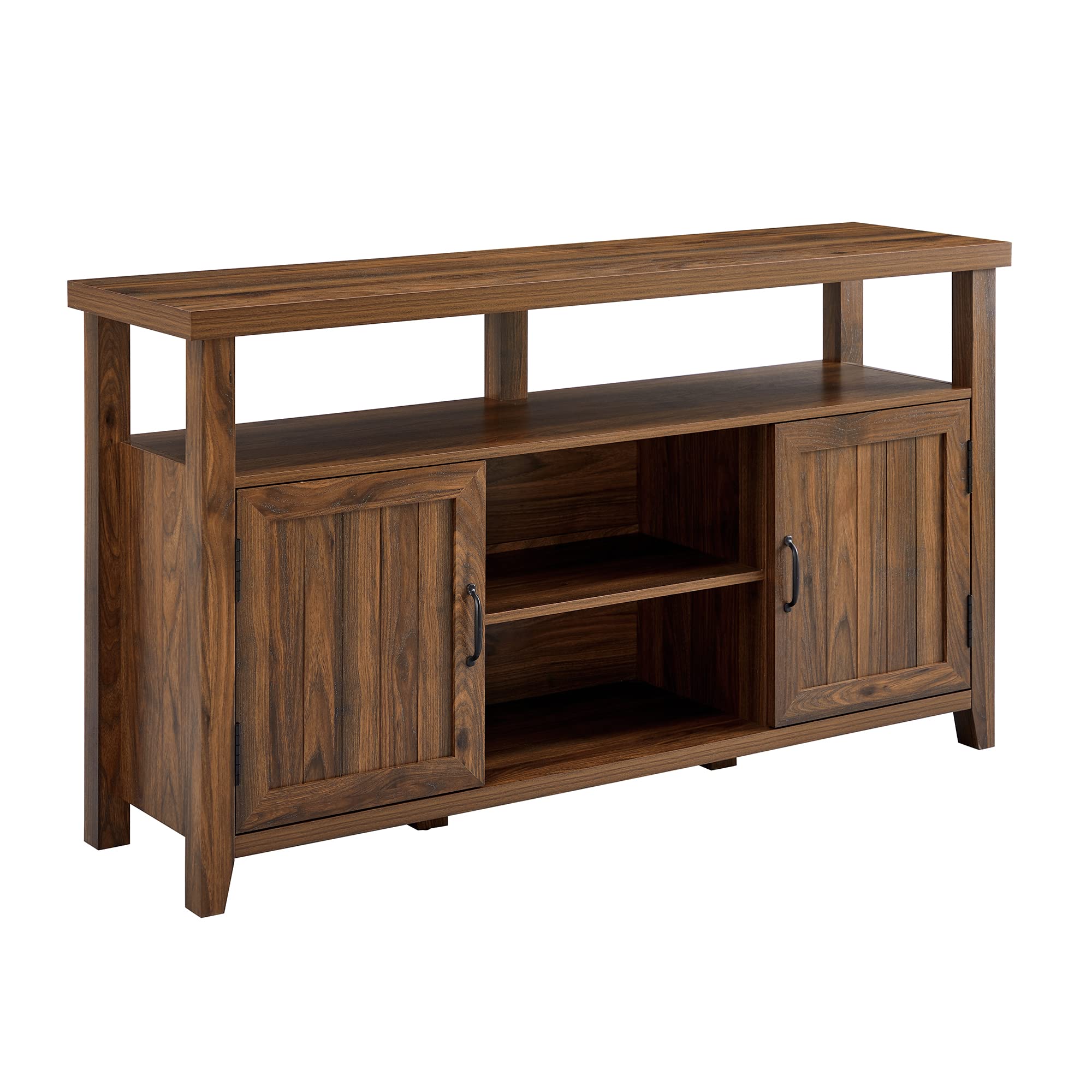 Kent Modern Rustic Grooved Door Tall TV Stand for TVs up to 65 Inches 58 Inch Dark