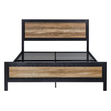 Heavy Duty Metal Bed Frame Queen Size, Platform Bed Frame with Wooden Headboard Footboard,